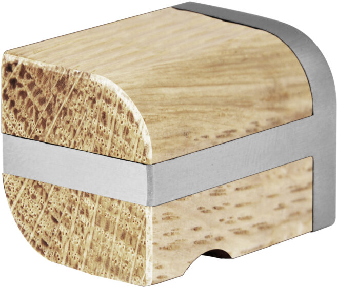 P22 M satin stainless steel with natural wood