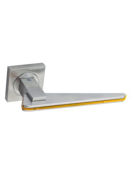 PAAR DEURKLINK TRATTO QUADRA / Q11 CHROOM MAT (CS) / ORANJE zonder BB
