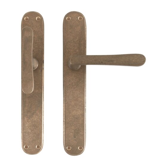 PAAR DEURKLINK PHTL"T+L" /P40 RUW BRONS (RB) op Plaat BLIND