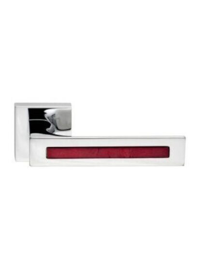 PAAR DEURKLINK TUKE GLASS ROSSO 625 50-Q/ CHROOM (CL) zonder BB