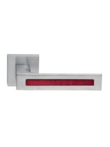 PAAR DEURKLINK TUKE GLASS ROSSO 625 50-Q/ CHROOM SAT (CS) zonder BB