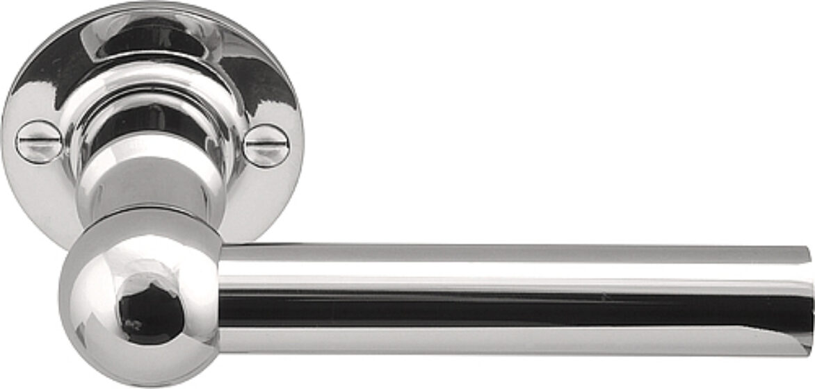 FERROVIA FVL125/52 L-massieve deurkruk ongeveerd op 52mm rozet gepolijst roestva
