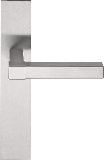 SQUARE VL115P236SFC L-massieve deurkruk ongeveerd op schild blind mat roestvast